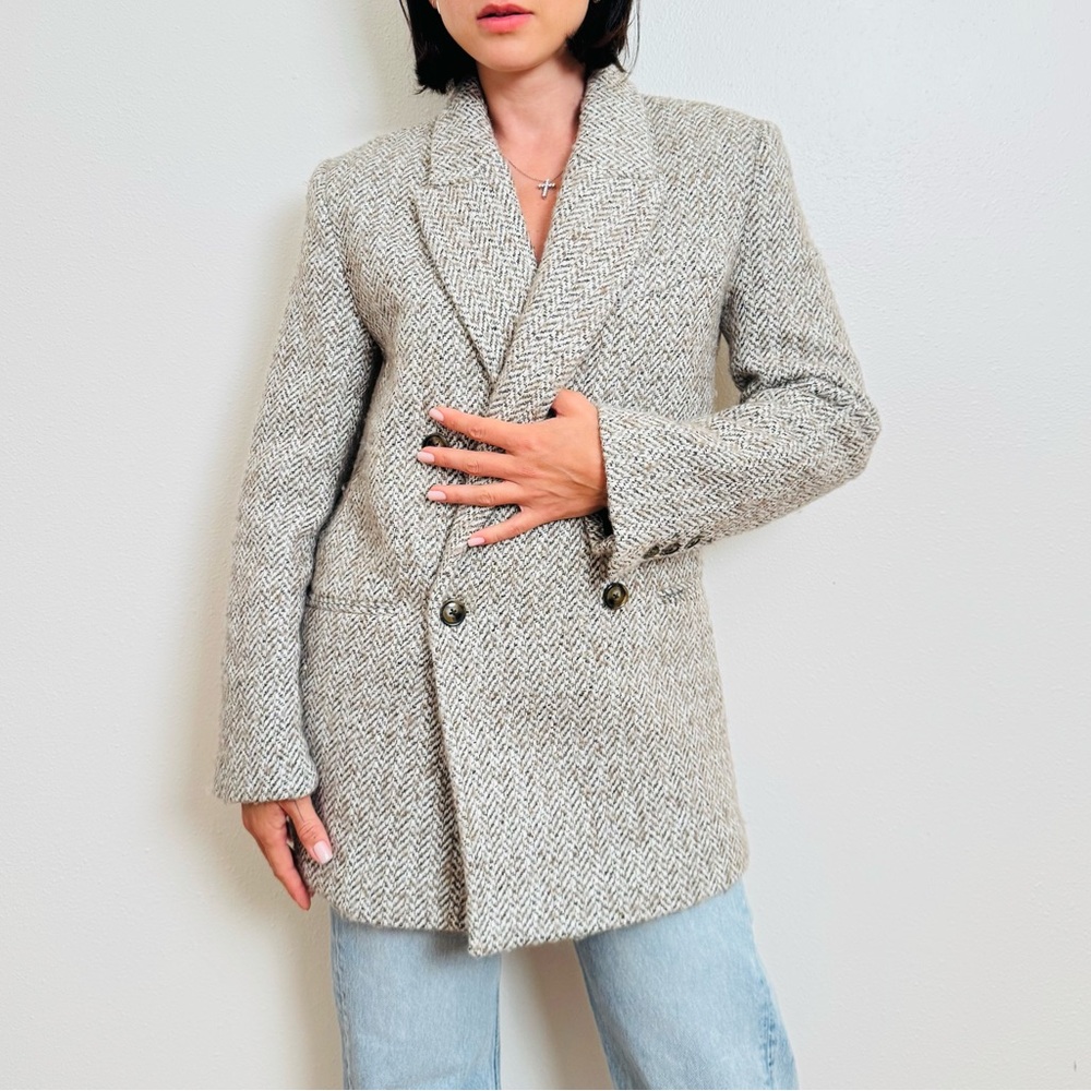 Mango Women's Cream Tweed Blazer